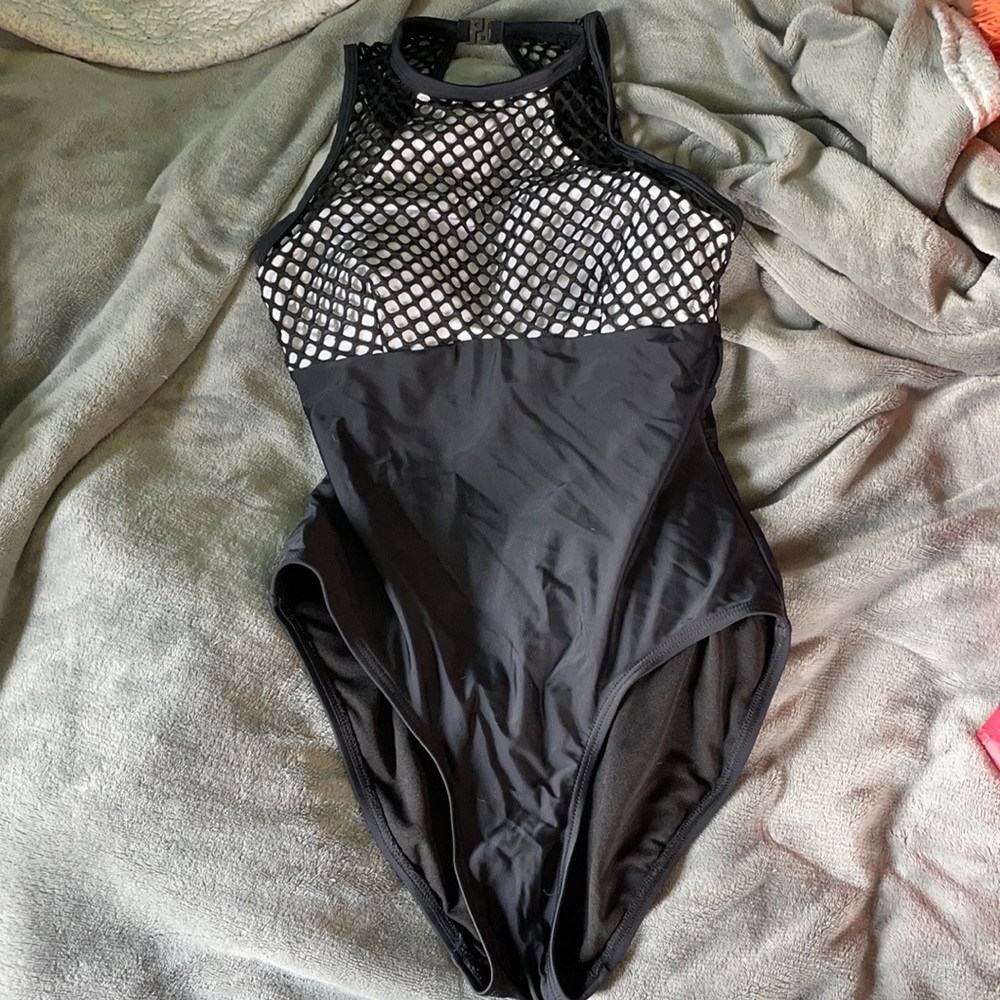 Black and White Fishnet Swimsuit